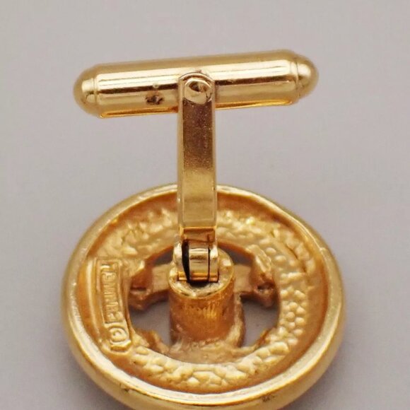 CHANEL CC Logo Round Cufflinks Gold-Plated GHW Accessory 62RL074 - Picture 7 of 11